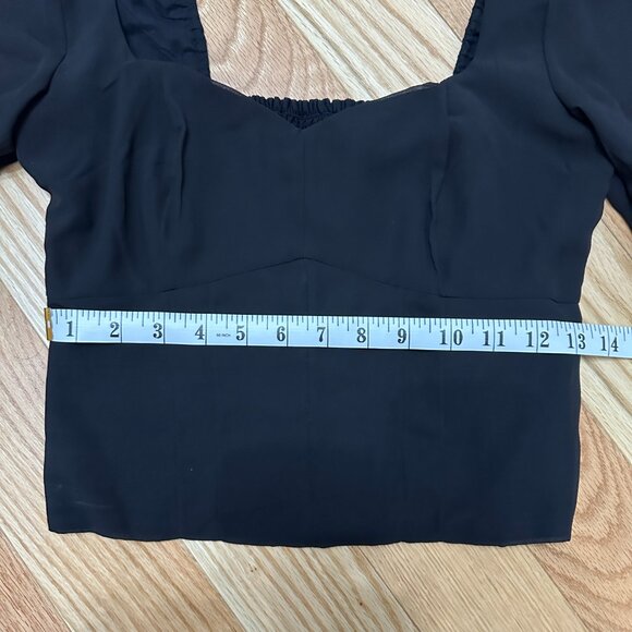 Abercrombie & Fitch Long-Sleeve Sweetheart Puff Sleeve Top - Black Size Small - Picture 7 of 11